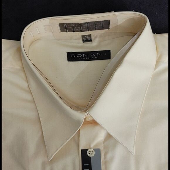 MEN'S DOMANI YELLOW DRESS SHIRT 18 X 34-35 - Picture 3 of 4